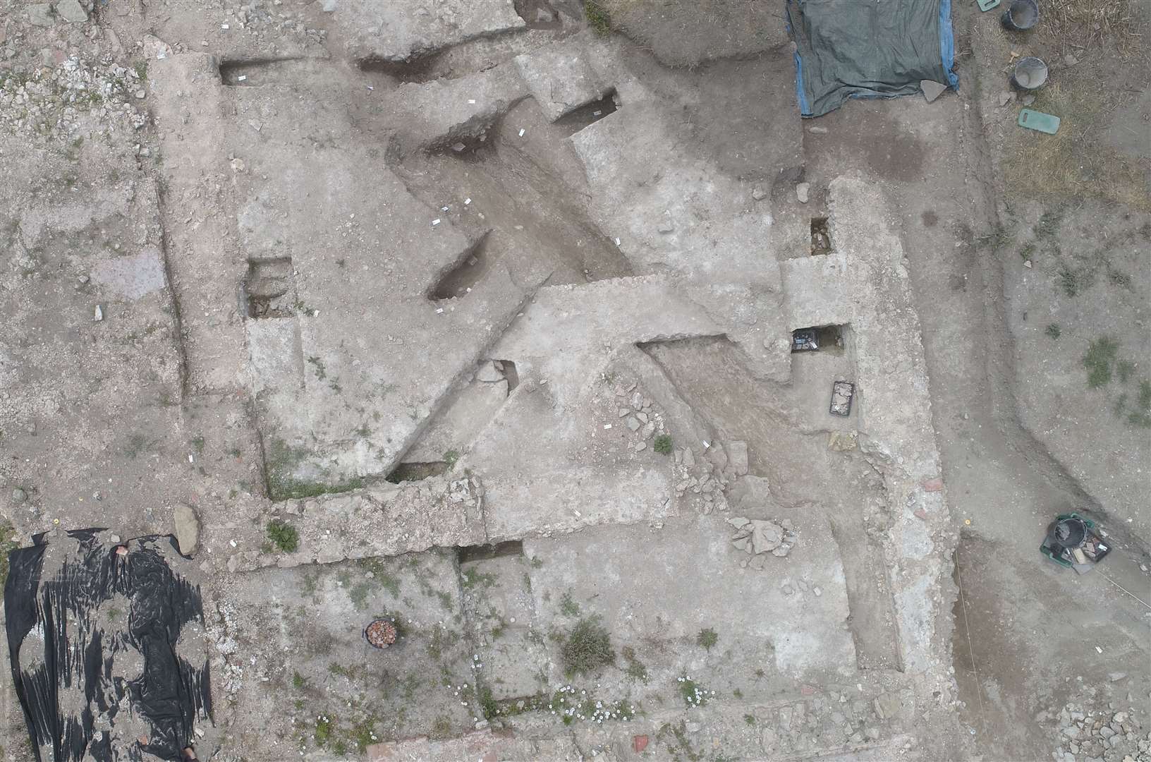 Aireal view of the Roman villa and bathhouse at Otford