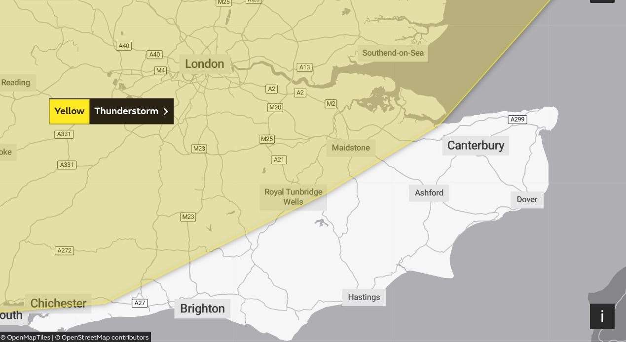 A yellow weather warning has been issued for Saturday. Picture: Met Office