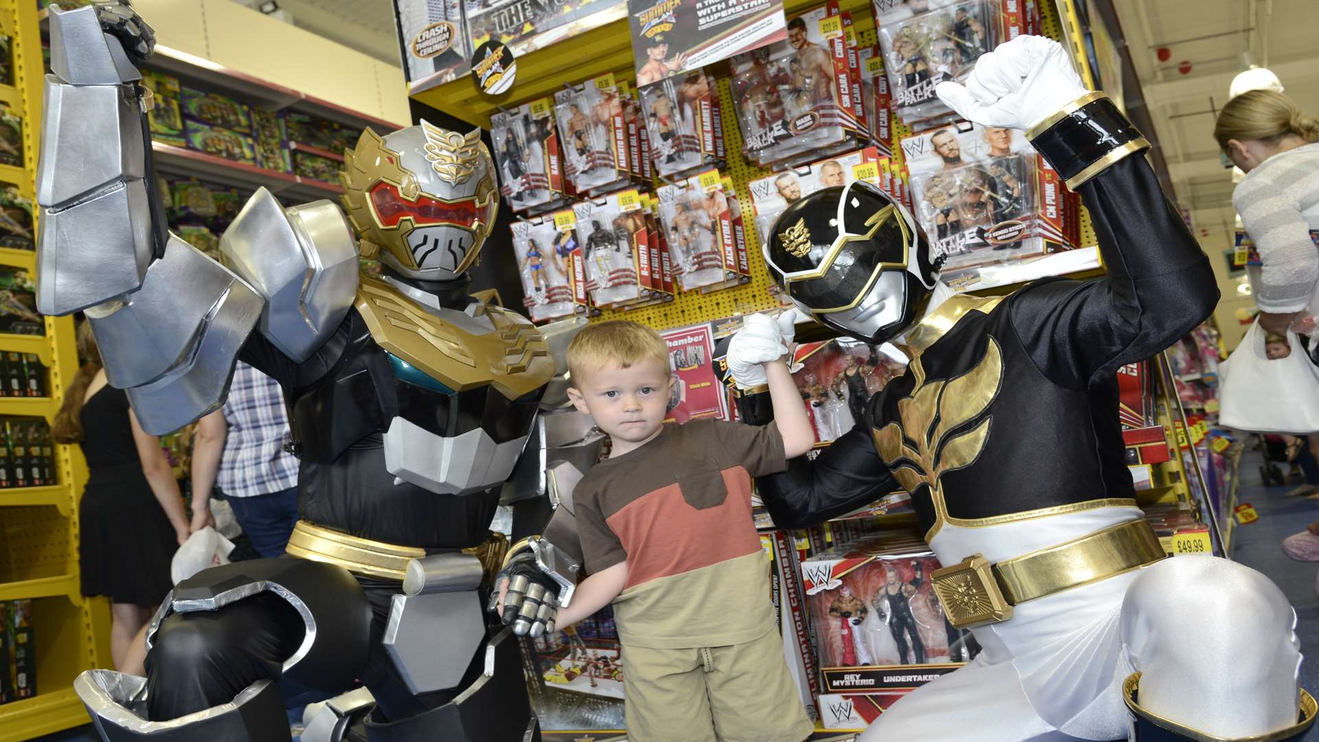 Kye George met Power Rangers at the Smyths store in 2013.