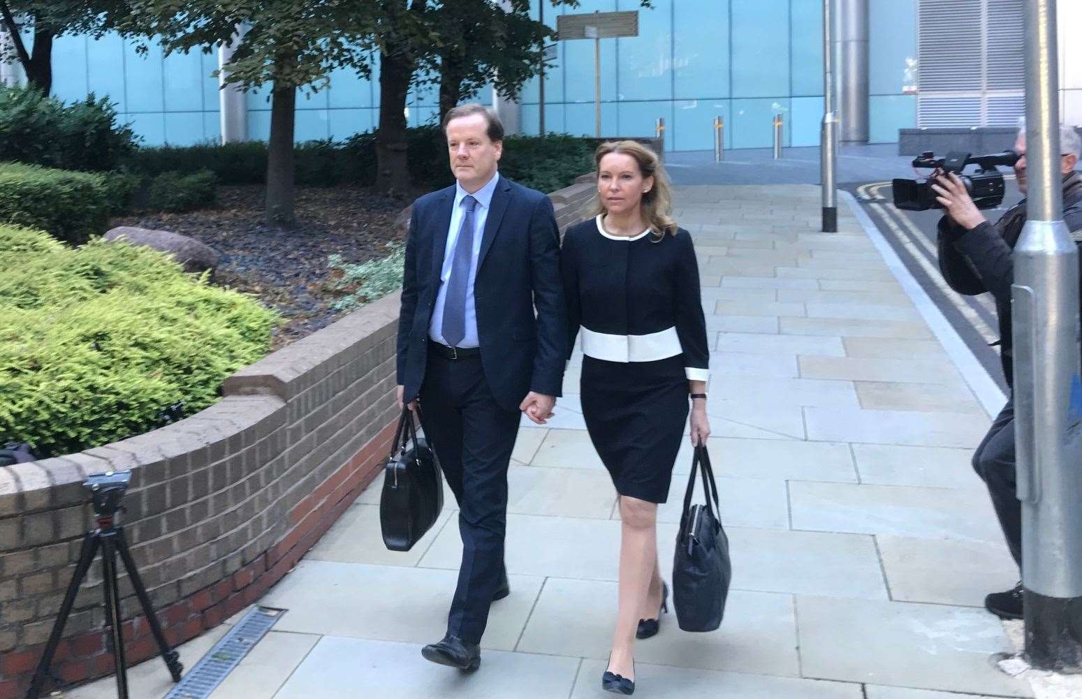 Charlie Elphicke and wife Natalie arrive at Southwark Crown Court in July 2020 during his trial