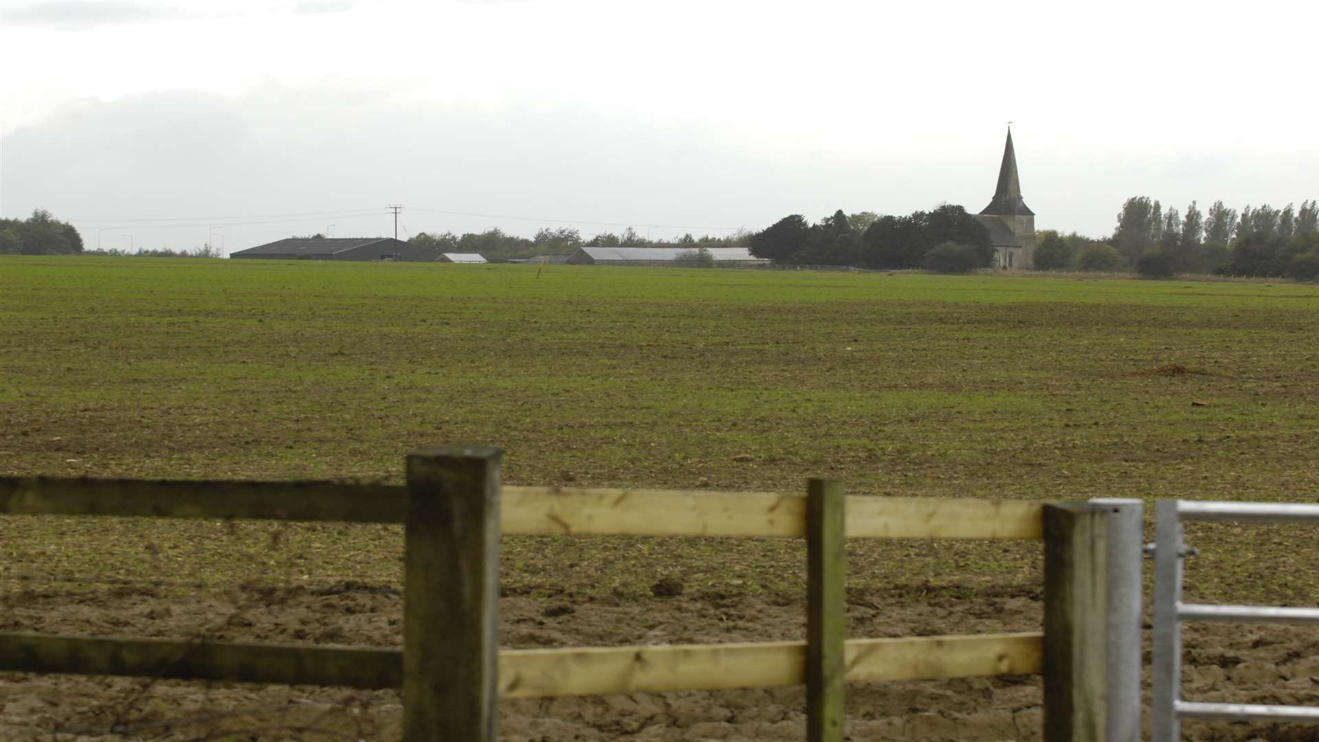 Farmland behind St Mary's Church, Sevington