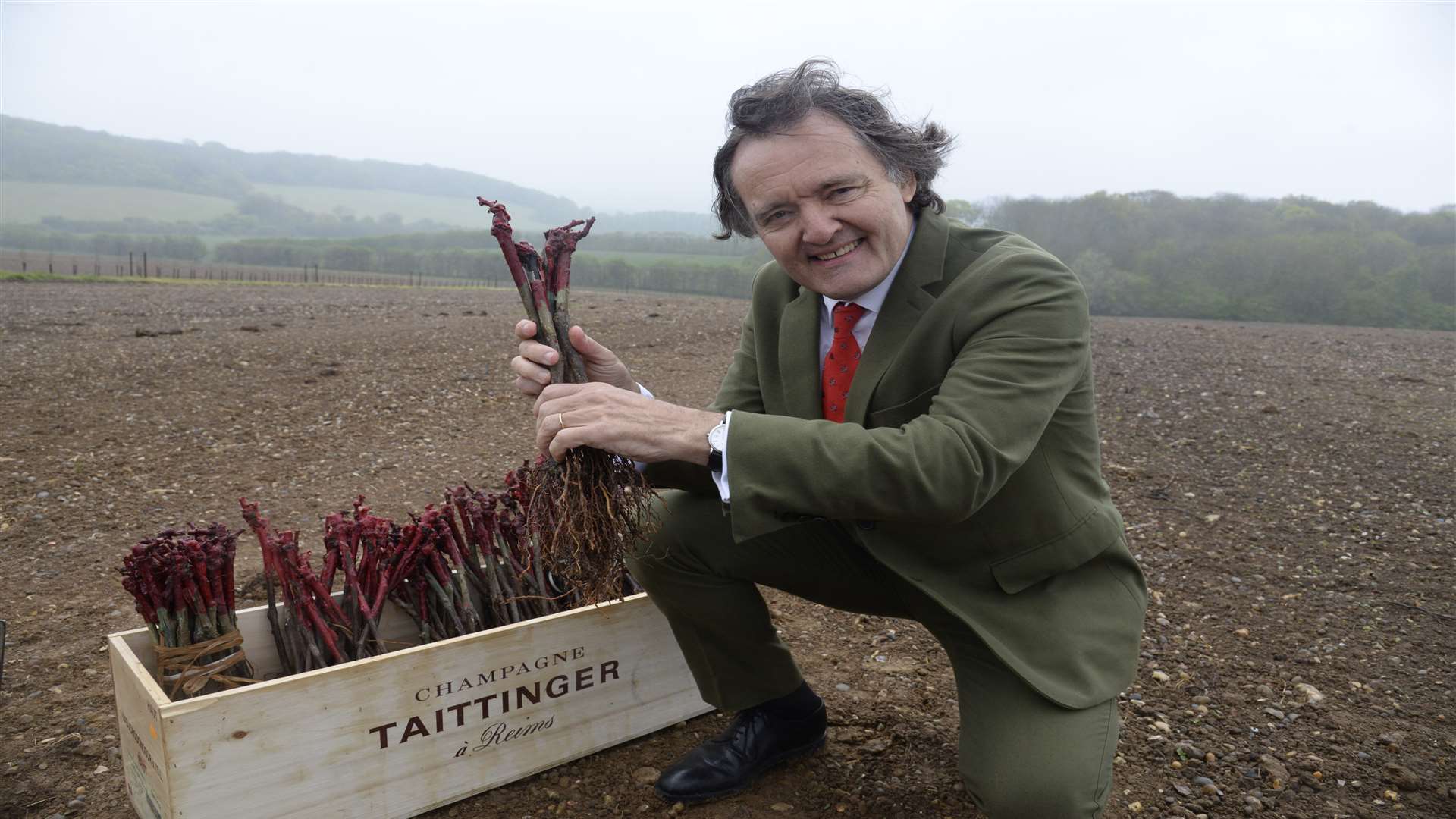 Pierre-Emmanuel Taittinger at the new Taittinger Champagne-backed vineyard Domain Evremond in Chilham