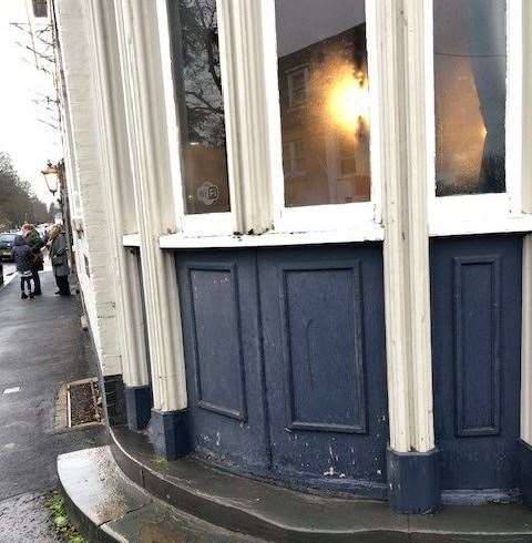 This specially-fashioned corner window used to be the pub’s main entrance in years gone by