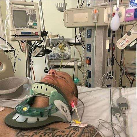 His wife Petra released this photo of Shakey in hospital last week