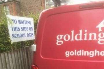 The Golding Homes van left parked outside Yalding Primary School in Vicarage Road
