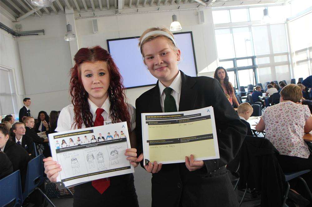 Samantha Storey, 13, and Louise Potts, 12, from the Isle of Sheppey Academy