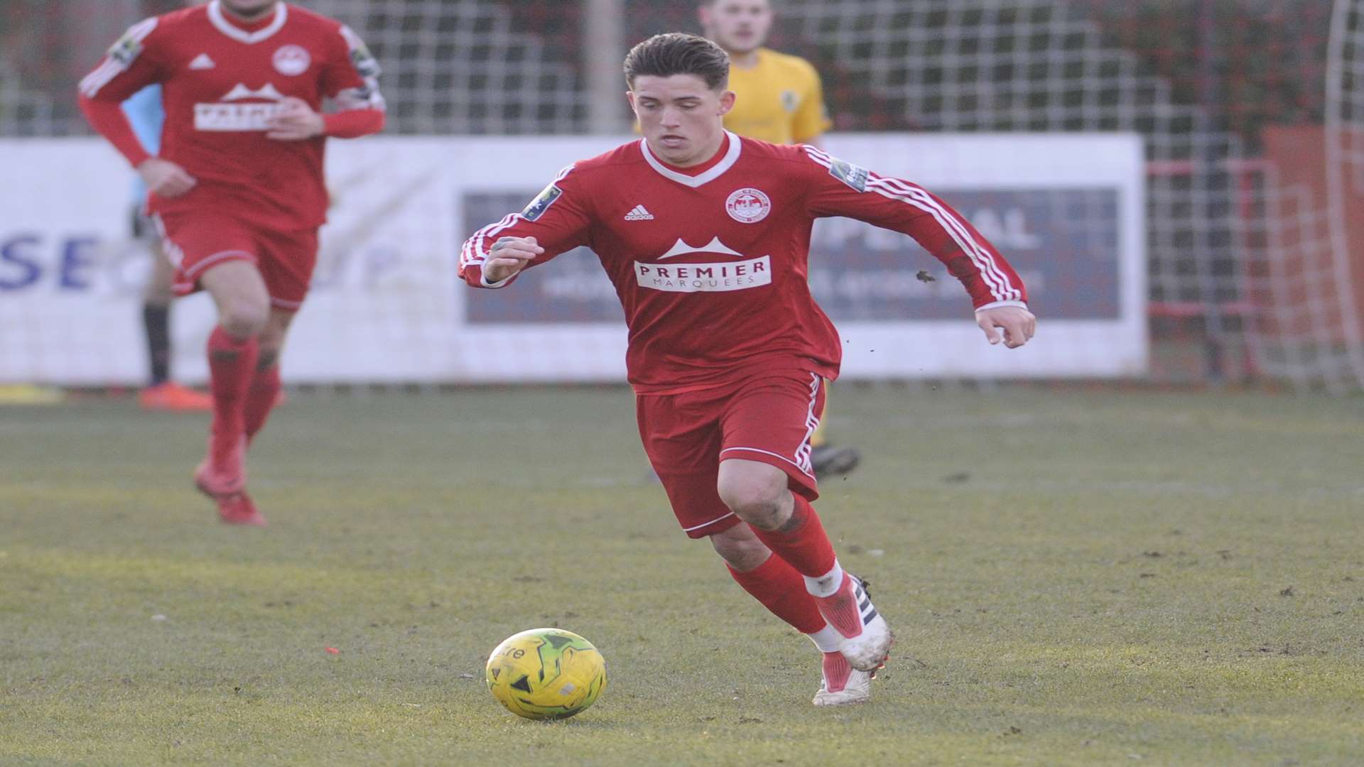 Gillingham's Darren Oldaker in action for Hythe Town Picture: Gary Browne