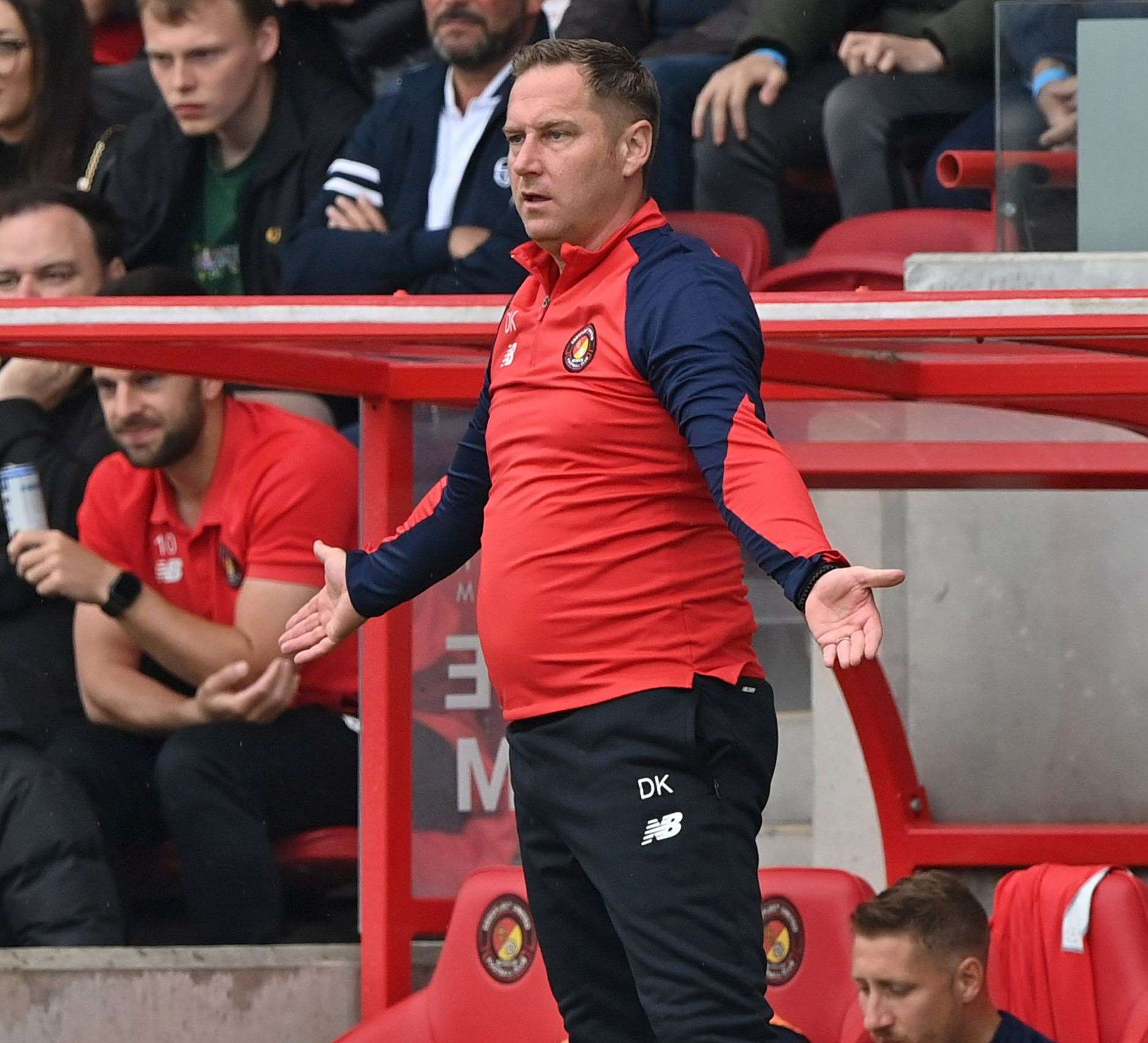 Ebbsfleet boss Dennis Kutrieb will be missing from the dugout at Oldham on Saturday. Picture: Keith Gillard