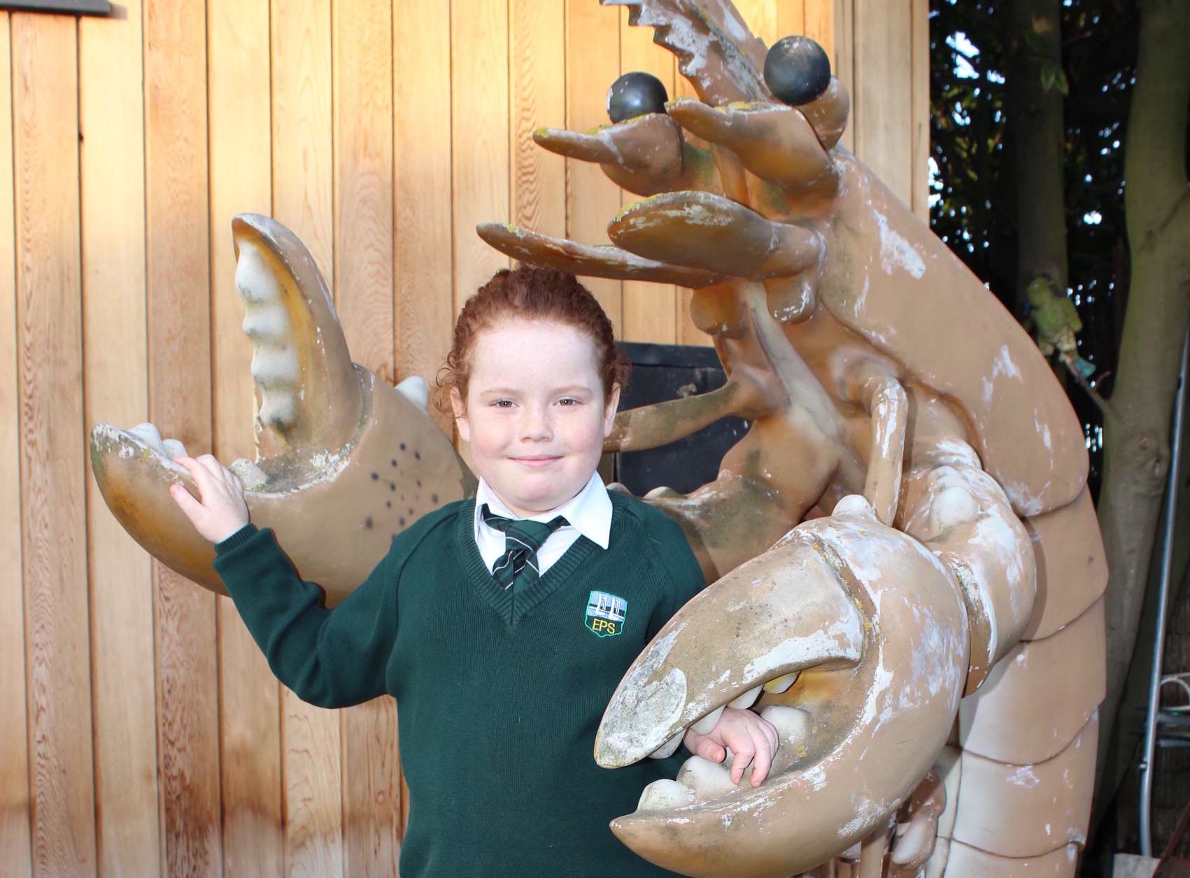 Seven-year-old Theo Chandler comes face-to-face with the giant lobster