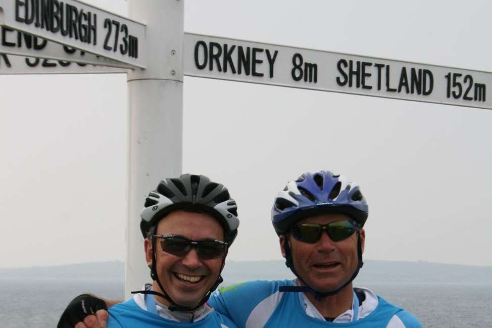 David Lench from Ward and Partners and his friend Kevin Hafner make it all the way to John O'Groats