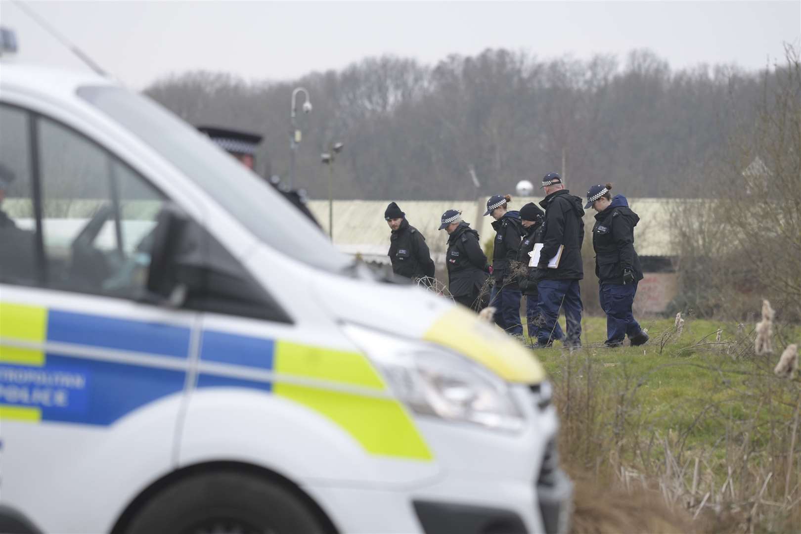 Police search the Bears Lane site near Great Chart, Ashford Picture: Barry Goodwin