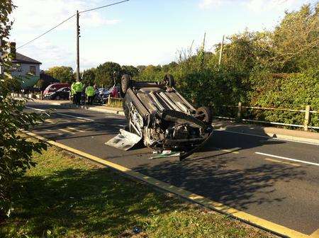 Driver lucky to escape this crash in Blean.