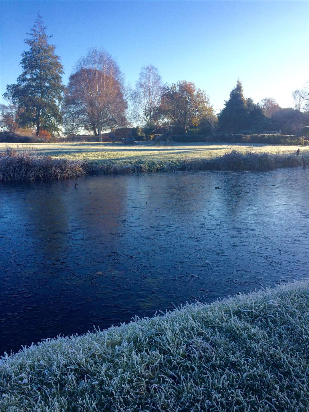 The outer moat is frozen over