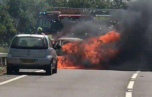 Cars burst into flames on the A2070. Picture: Moynul Siddiquee
