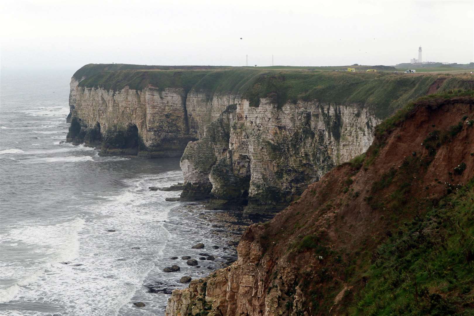 The scene of the helicopter crash off the coast of Flamborough Head. Picture: rossparry.co.uk/Steven Schofield