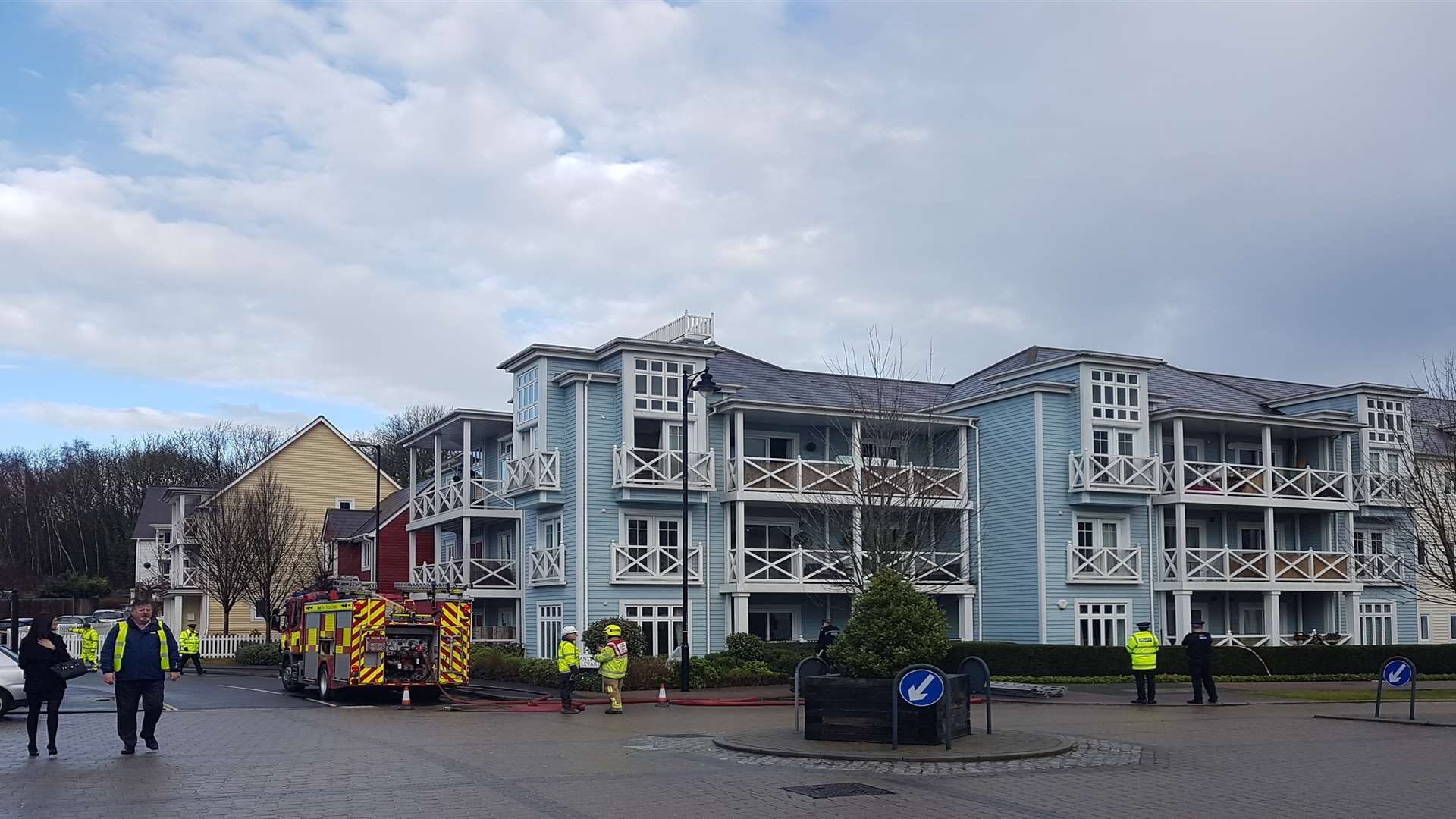 Emergency services were called to the flats