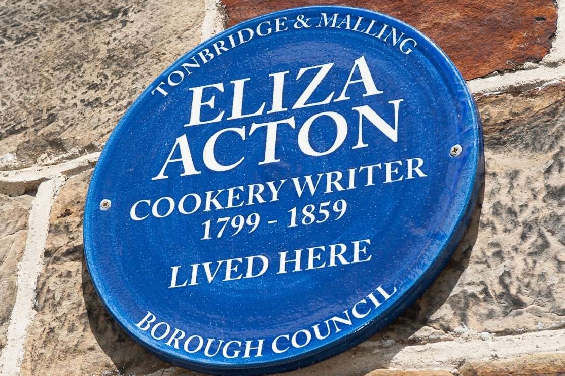 The blue plaque commemorating Eliza Acton at The Priory, Bordyke, Tonbridge
