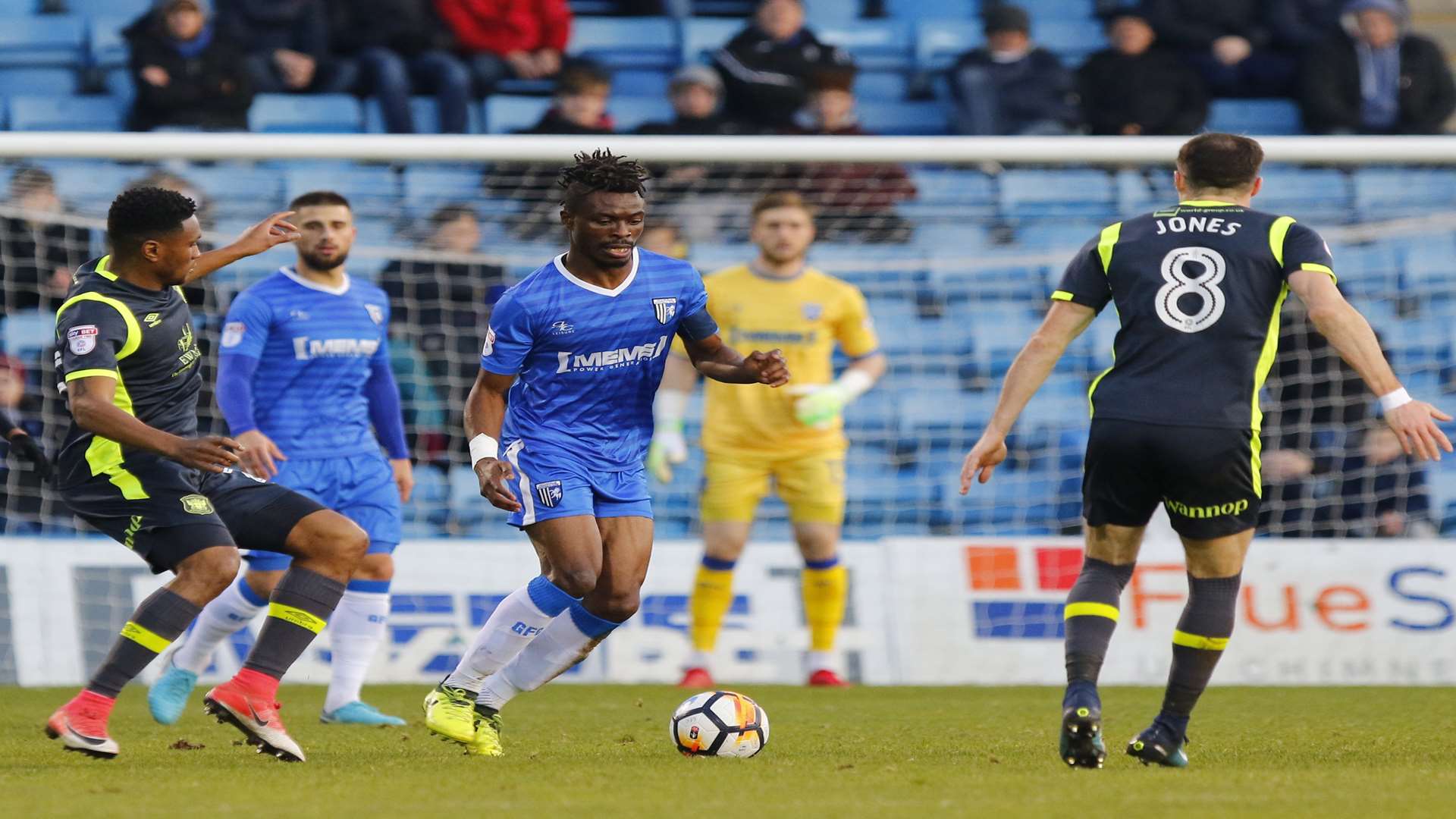 Gabriel Zakuani brings the ball out of defence. Picture: Andy Jones