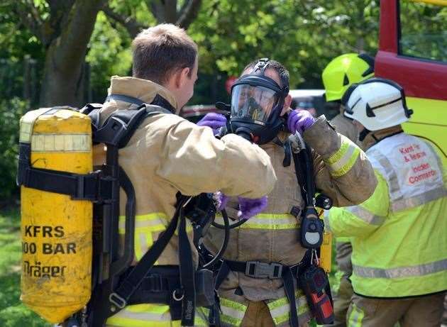 Firefighters wore breathing apparatus for this incident. Library picture