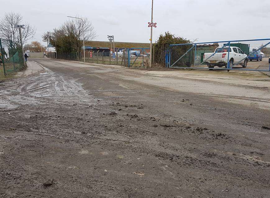 Mud on the road in Queenborough