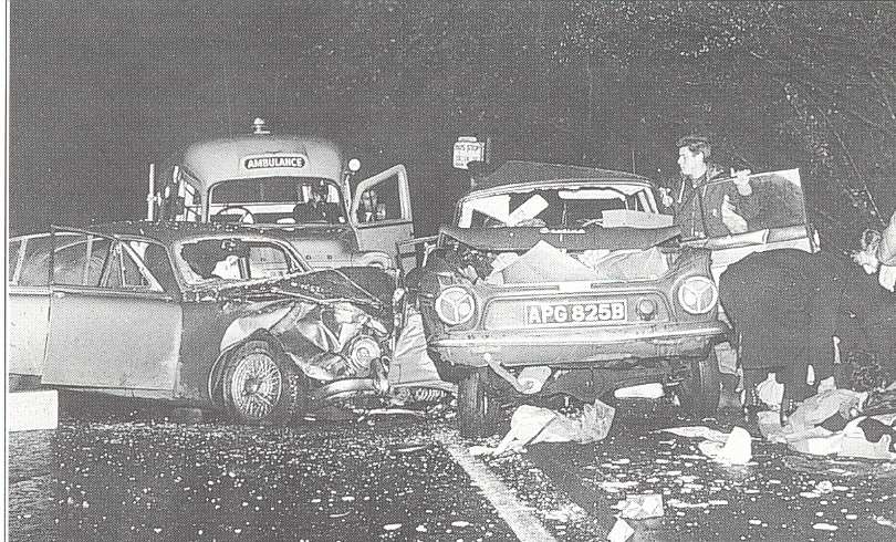 The accident at Blue Bell Hill on November 19, 1965, killed three young women and is said to be the incident that sparked 'the phantom hitchhiker'. Picture: S.B Publications