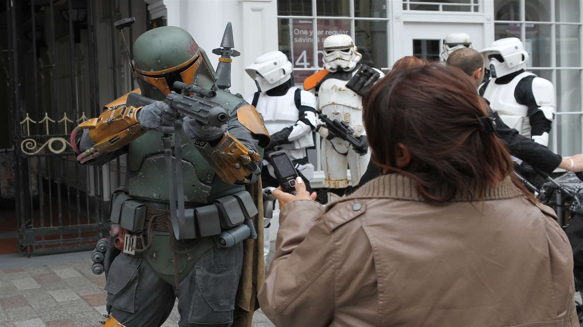 Passers-by come face to face with Star Wars characters at a previous convention