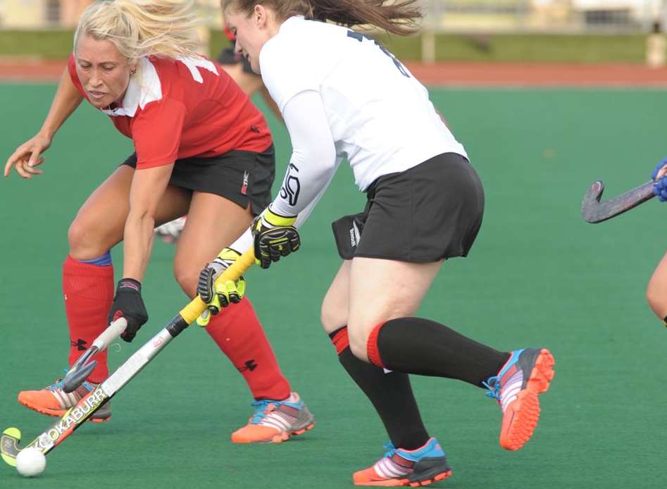 Holcombe (red) overcame Bowdon 3-0 in National Premier Division. Picture: Steve Crispe.
