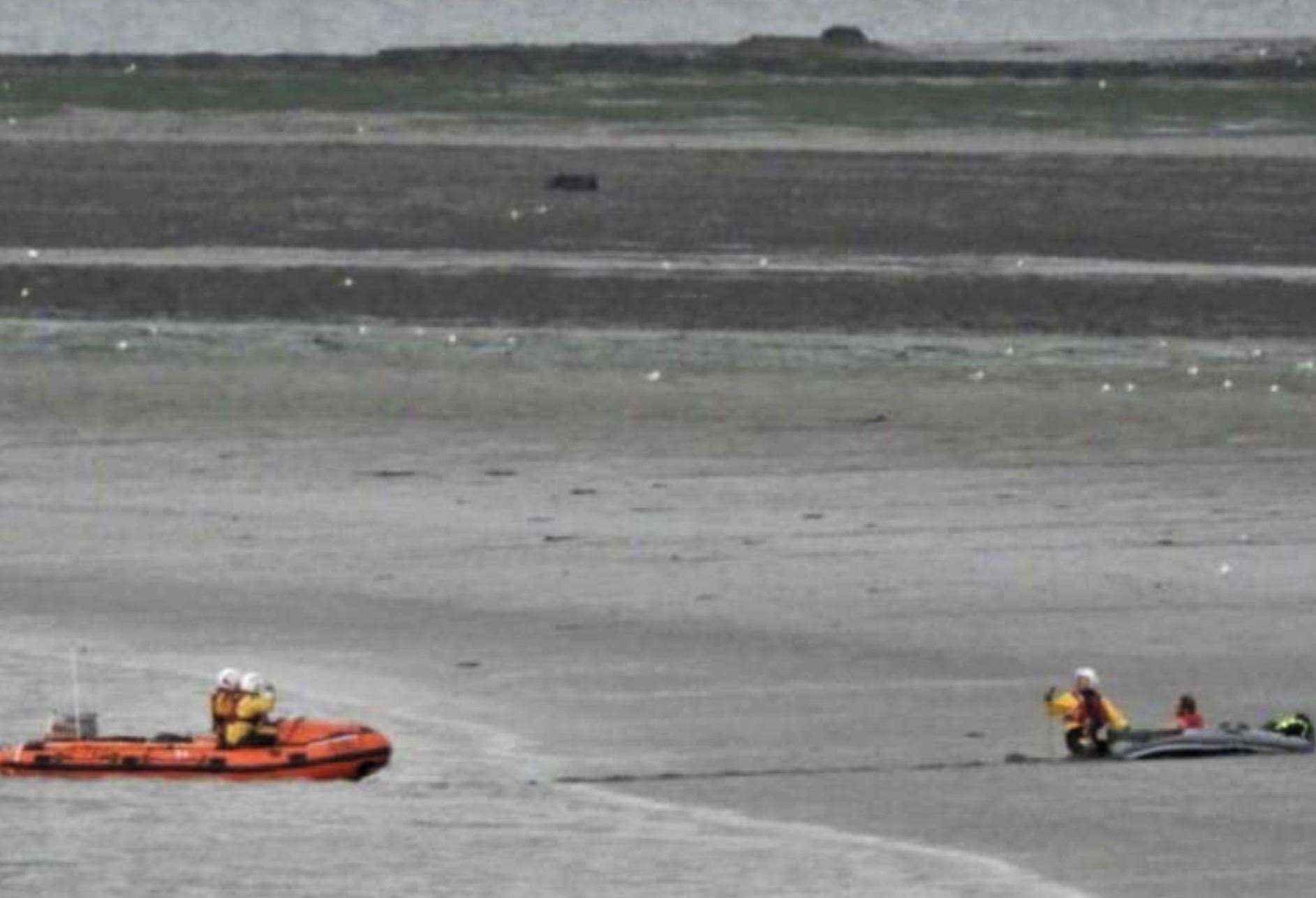 The crew carrying out a kayak rescue. Picture: RNLI