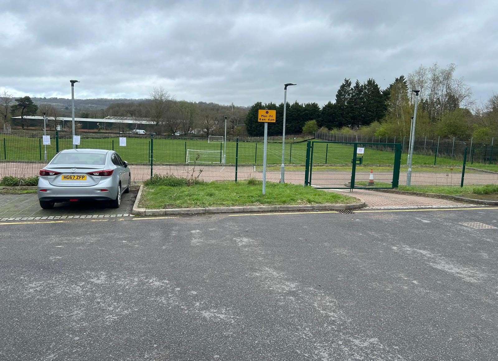 The entrance to the school's own car park at Platt Primary
