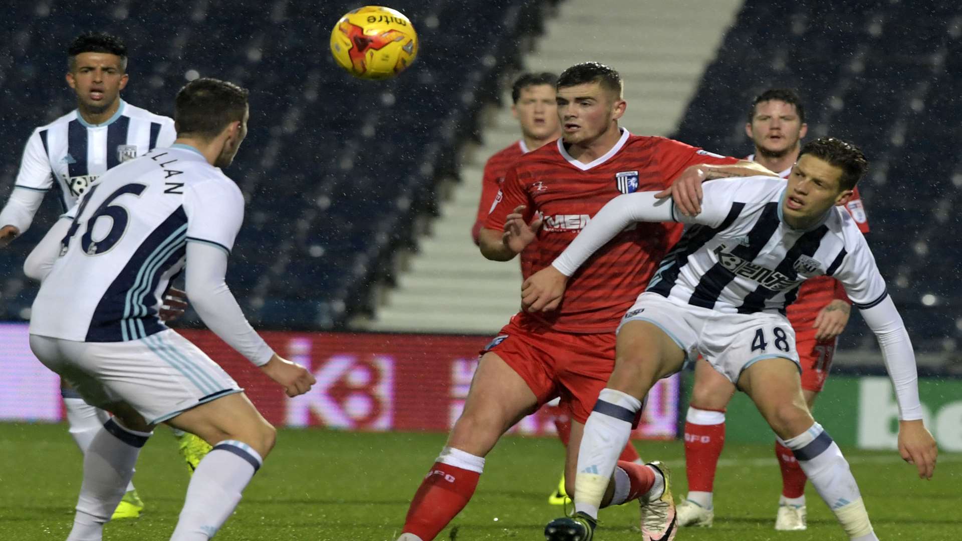 Rory Donnelly puts the Baggies defence under pressure Picture: Barry Goodwin