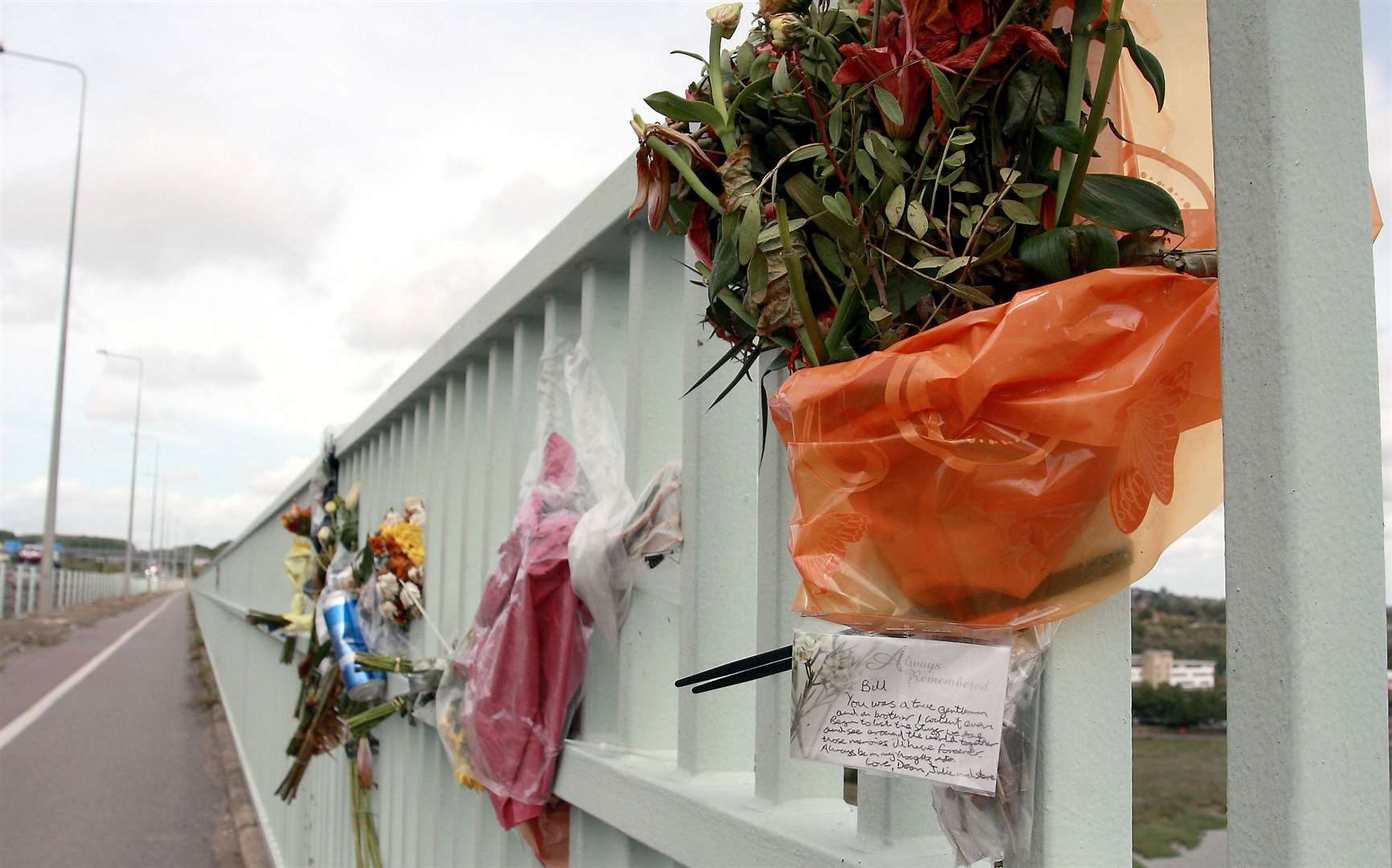 The tributes left on Medway Bridge for Billy Angell.Picture: Phil Lee (15073535)