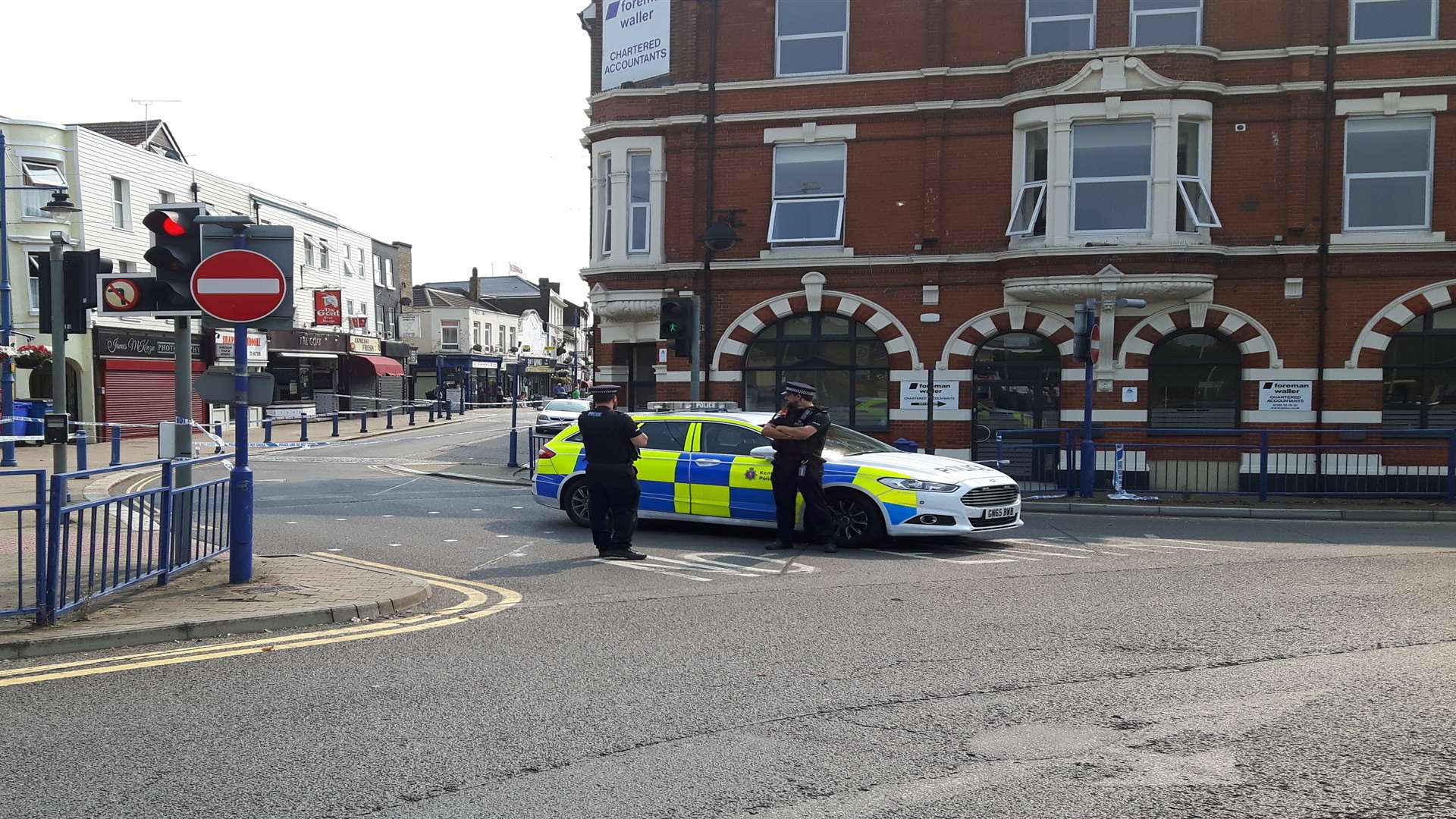 Police descended on Sheerness High Street after the attack