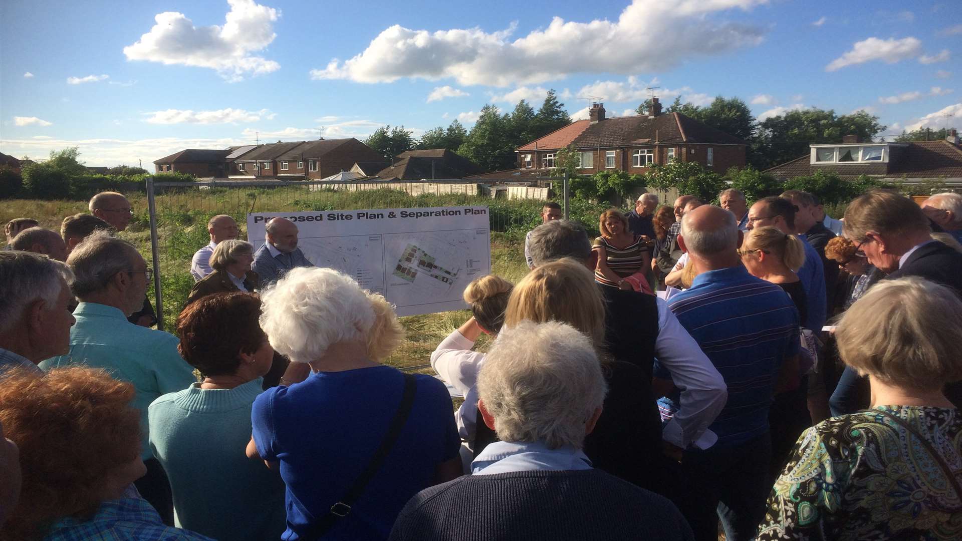Residents gathered to show anger at plans for a housing development on Berengrave Lane