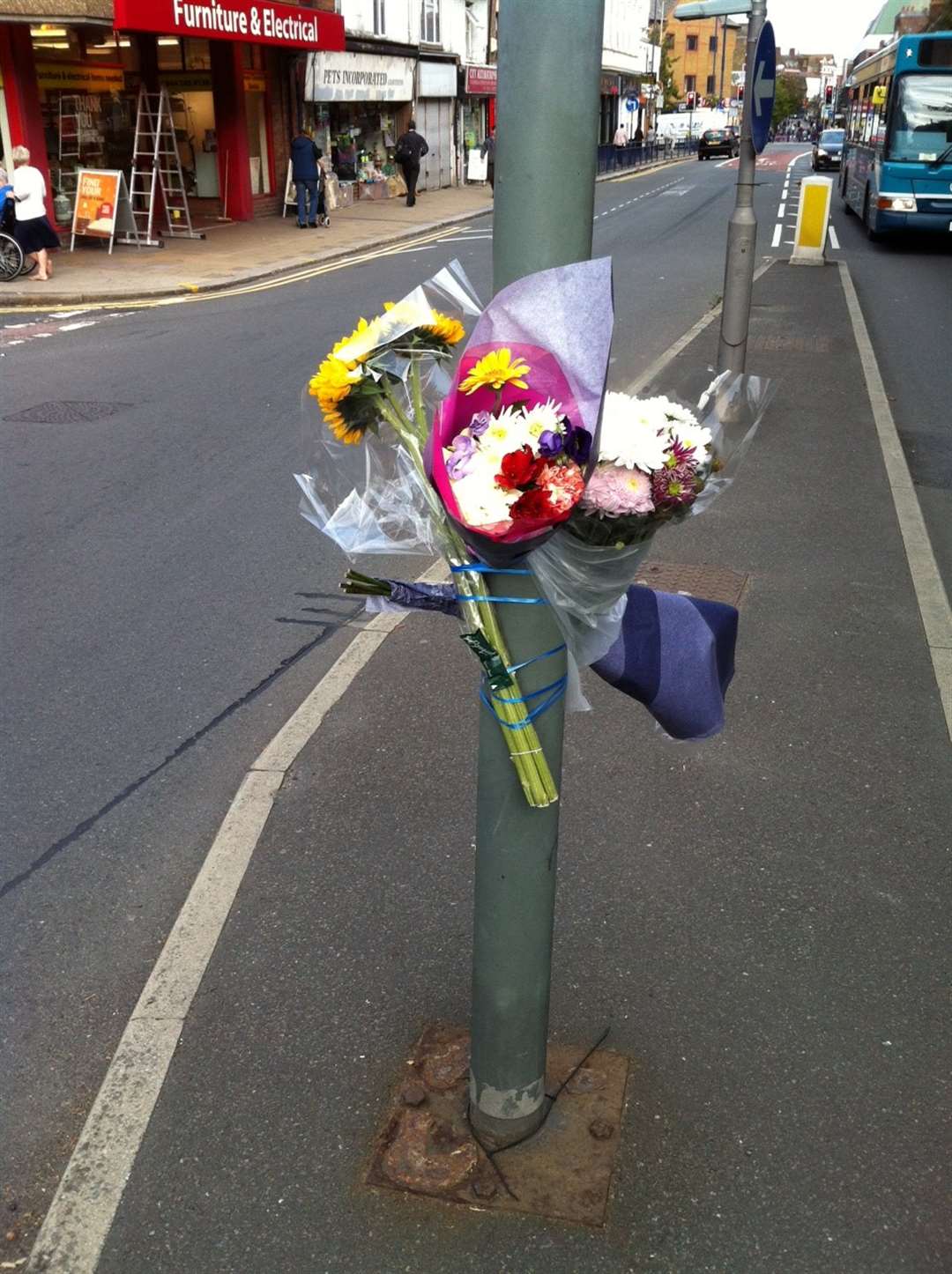 Floral tributes have been left to the woman at the scene of the tragic accident.