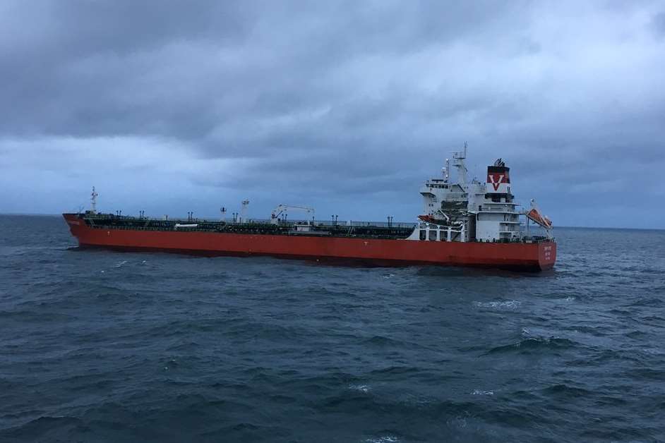 French coastguard posted a picture of the damaged tanker