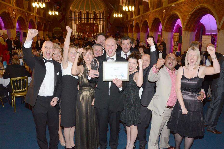 Staff of Minimise celebrated after being named Medway Business of the Year in the Medway Business Awards