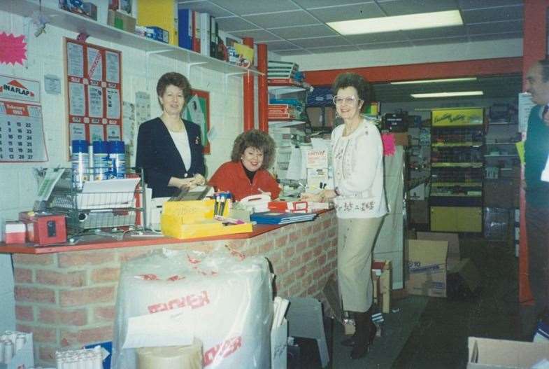 Three of the firm's office supply ladies: Hilary, Claire and Jenny around 1990
