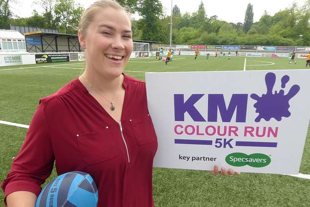 Catherine Spencer, former England Women's Rugby Team Captain, is supporting the KM Colour Run staged on Sunday, June 11 at Betteshanger Country Park near Deal.