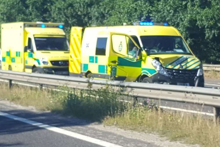 The ambulance reportedly crashed this morning. Pic: @Kent999s