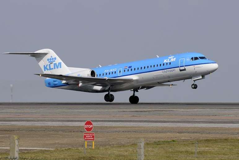 The first KLM flight takes off from Manston in April 2013. Their last service leaves the airport today