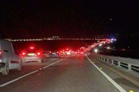 Traffic queuing to get onto Sheppey. Picture: Helen Clifton