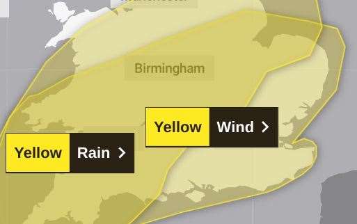 Strong winds and rainfall are set to hit the south east of England tomorrow. Picture: Met Office