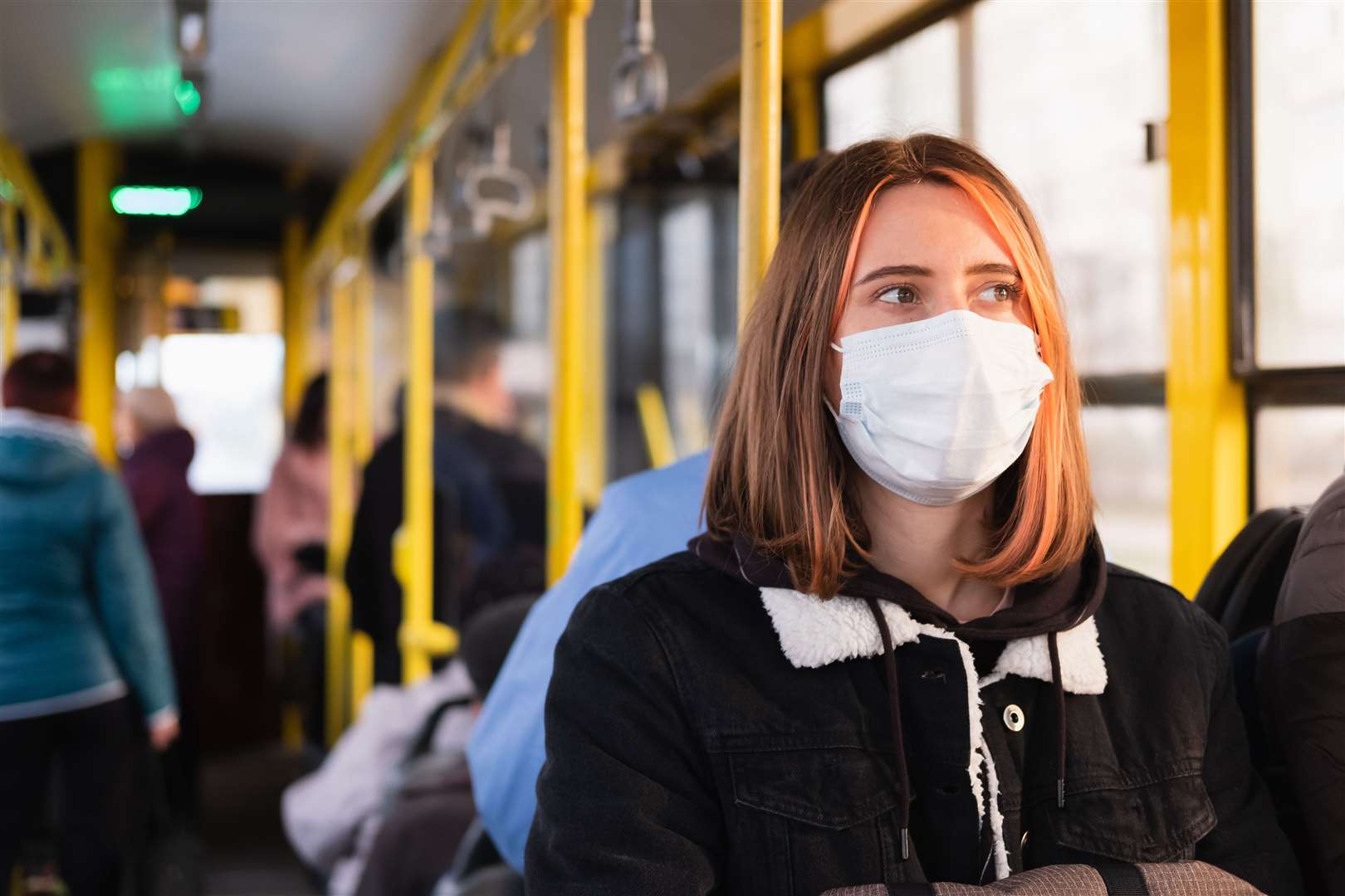 Face masks are needed on public transport - but not in schools. Stock picture