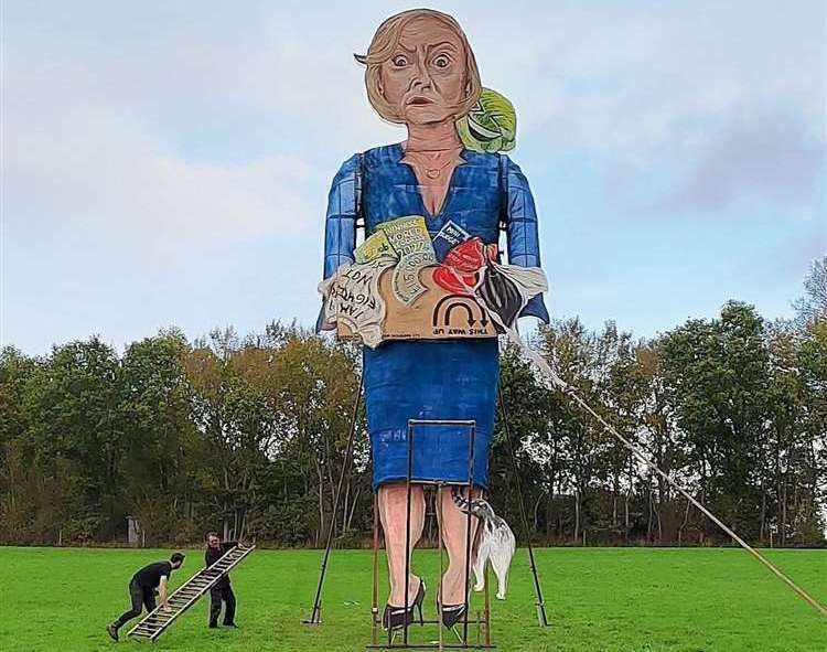 The Liz Truss effigy at the Edenbridge Bonfire in 2022. Picture: Facebook / Edenbridge Bonfire Society