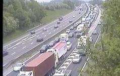 Traffic queueing on the M25 clockwise between junctions 3 and 4. Picture: Highways England