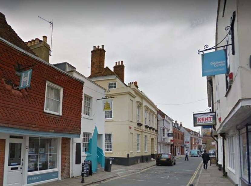 A wanted man was found in Castle Street, Canterbury, and chased down by a police officer on foot. Picture: Google Street View
