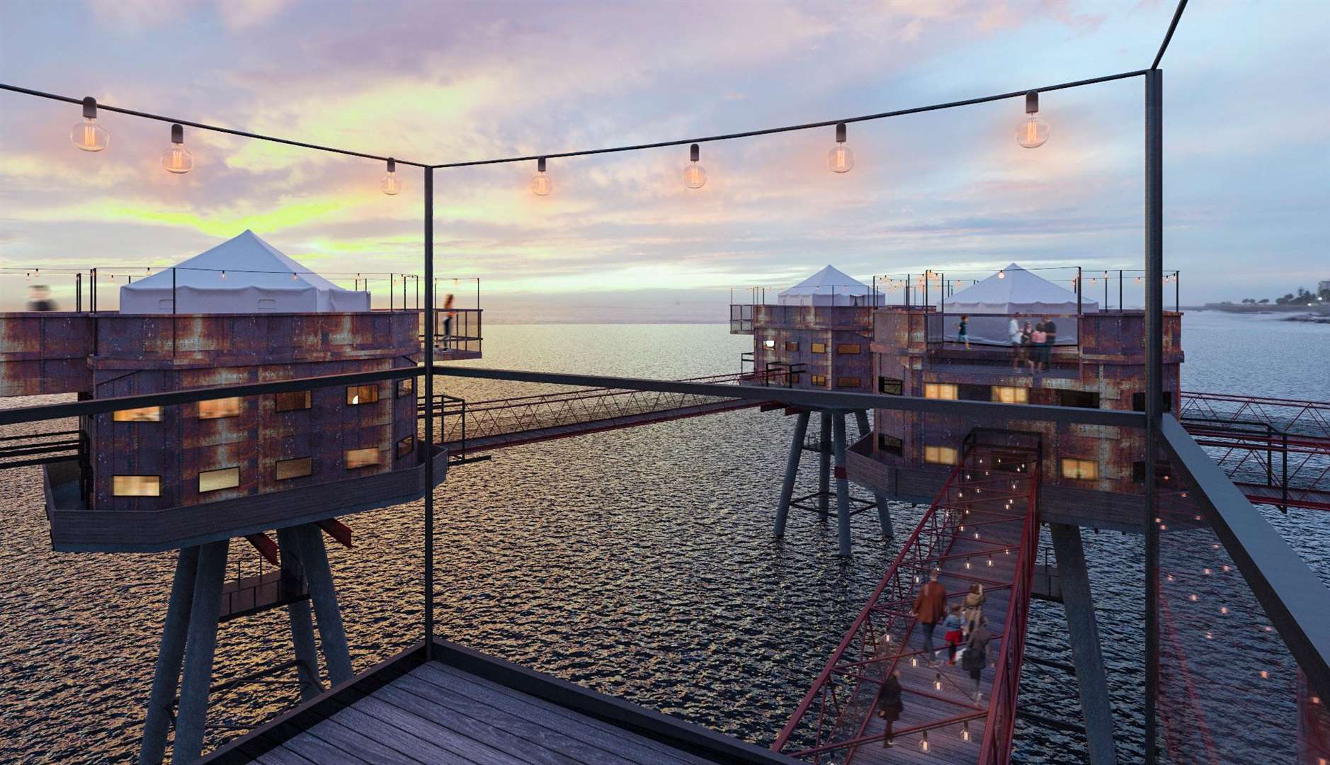 Would you stay in this luxury glamping site at Red Sands sea forts? Picture: Barratt Homes
