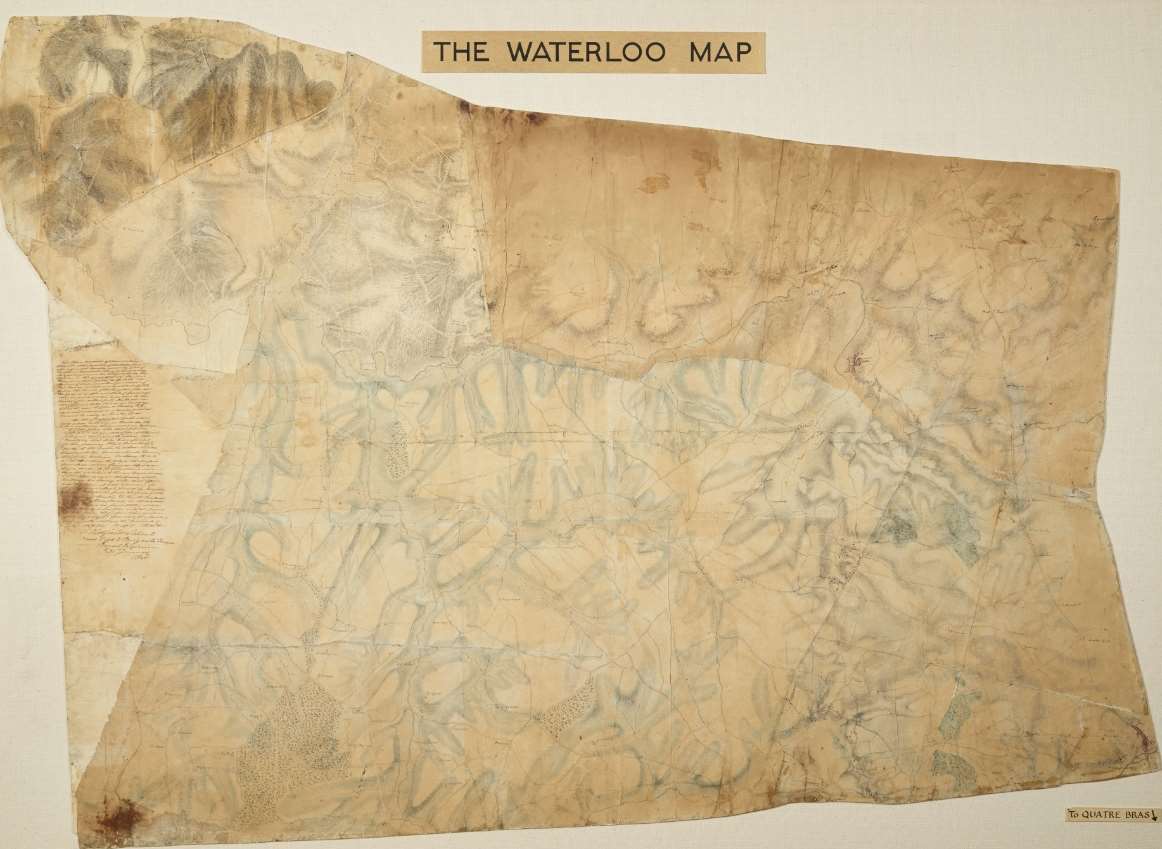 The map used by Wellington at the Battle of Waterloo, on display at the Royal Engineers Museum in Gillingham