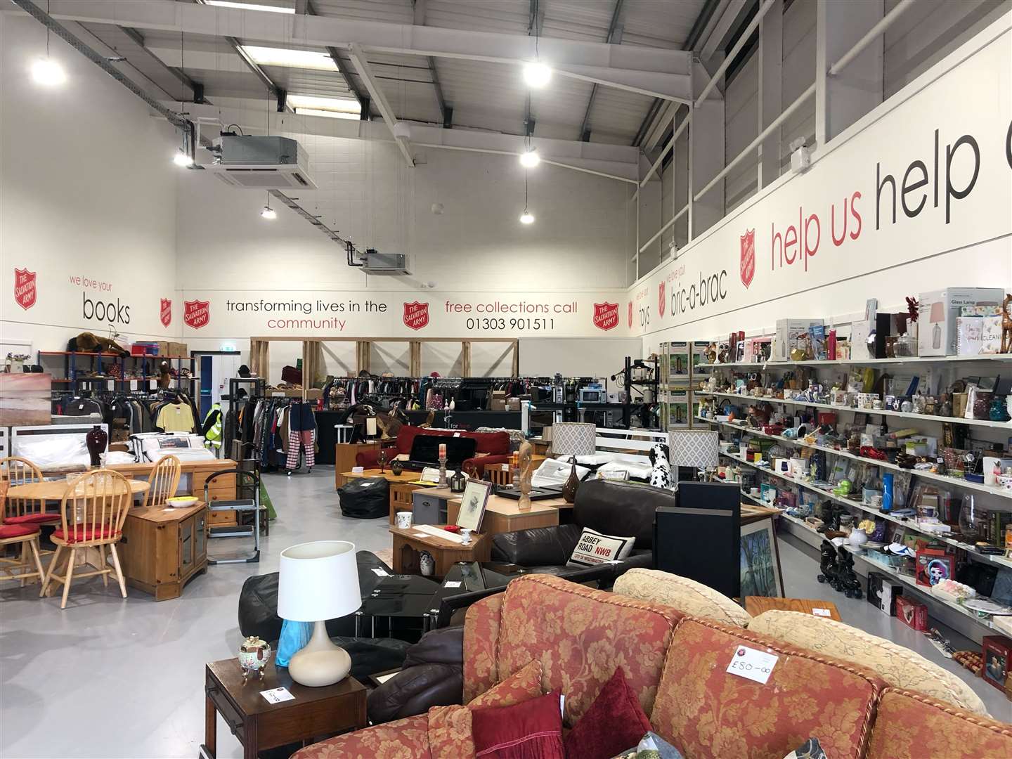 The giant shop is 2,000 sq ft and stocks everything from clothes to furniture