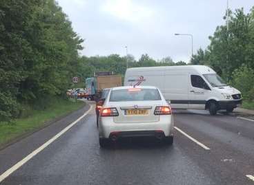 Vehicles are said to be turning in the road to avoid the crash. Picture: Sam Tatler